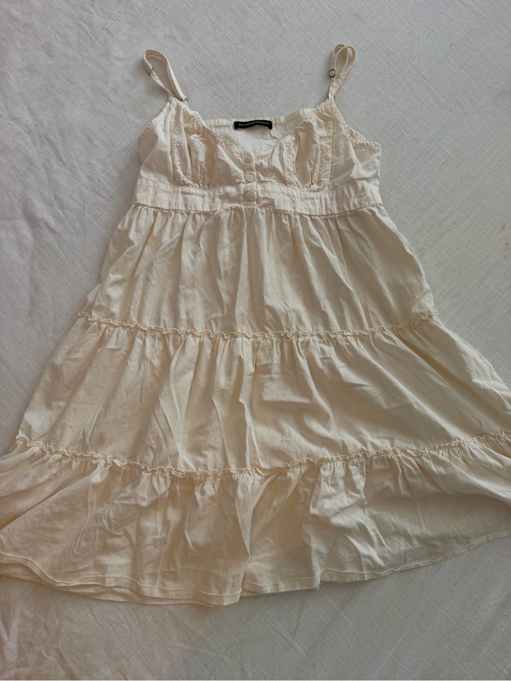 Brandy Melville Cream Tiered Cotton Sundress
